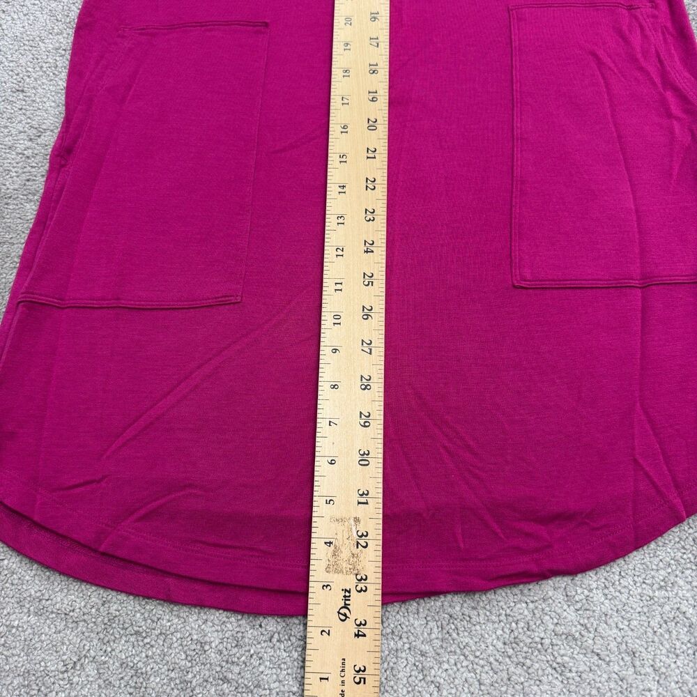 Lou & Grey Mini Crew T-Shirt Dress Womens Small Magenta Pink Pocket Short Sleeve - Picture 7 of 12